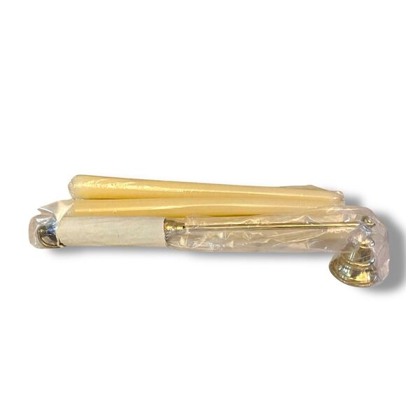 Vintage Brass Wood Candle Snuffer Mariner Six Ivory 10 Inch dinner Candles W/Box - Picture 10 of 10